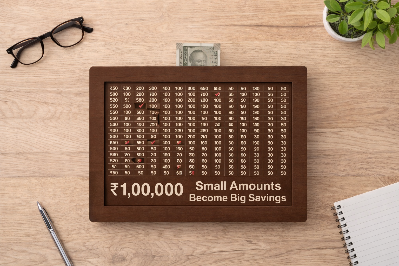 Wooden Money Saving Challenge Box