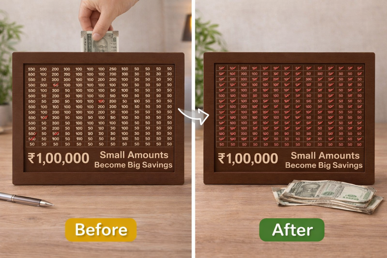 Wooden Money Saving Challenge Box