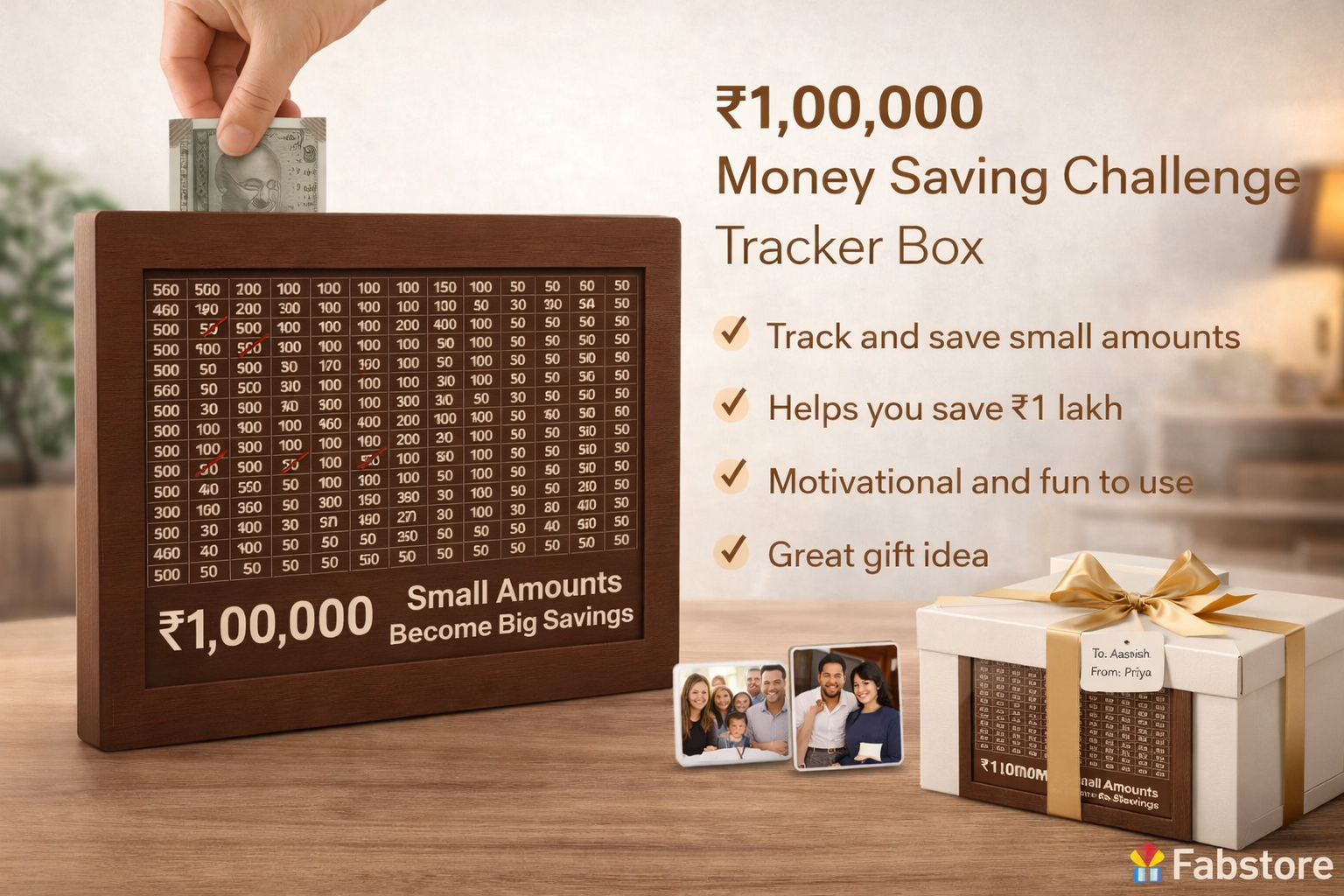 Wooden Money Saving Challenge Box